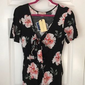 Band of Gypsies Tie Front Floral Jumpsuit